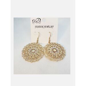GOLDEN SWIRL Iridescent Aurora Borealis Sparkling  Rhinestones Earrings